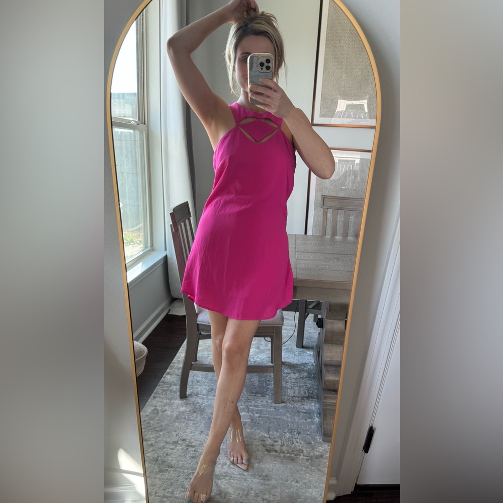 Gianni Bini Barbie Hot Pink Fuchsia Cut Out Mini Dress - Picture 9 of 12